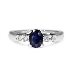 Platinum Sapphire and Diamond 5 Stone Ring