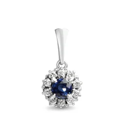 Platinum Sapphire and Diamond Halo Pendant