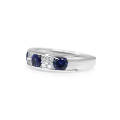 Platinum Sapphire and Diamond Band Ring