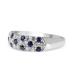 Platinum Sapphire and Diamond Pavé Band Ring