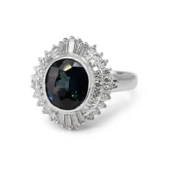 Platinum Sapphire and Diamond Ballerina Style Ring