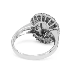 Platinum Sapphire and Diamond Double Halo Cluster Ring