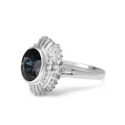 Platinum Sapphire and Diamond Ballerina Style Ring