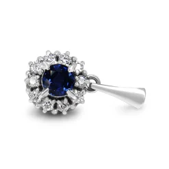 Platinum Sapphire and Diamond Halo Pendant