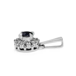 Platinum Sapphire and Diamond Halo Pendant