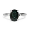 Platinum Sapphire and Pear Diamond 3 Stone Ring