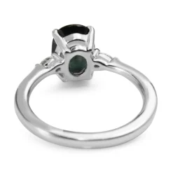 Platinum Sapphire and Pear Diamond 3 Stone Ring