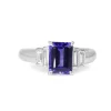 Platinum Tanzanite and Baguette Diamond Ring