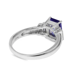 Platinum Tanzanite and Baguette Diamond Ring