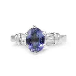 Platinum Tanzanite and Diamond Vintage Ring