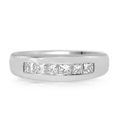 Platinum Thick Channel Set Princess Cut Diamond Band Ring