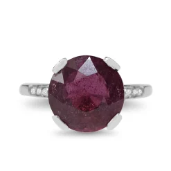 Platinum Treated Ruby and Diamond Solitaire Ring