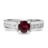Platinum Treated Ruby and Princess Cut Diamond Vintage Ring