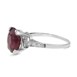 Platinum Treated Ruby and Diamond Solitaire Ring