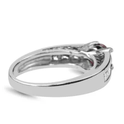 Platinum Treated Ruby and Princess Cut Diamond Vintage Ring
