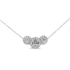 Platinum Triple Diamond Halo Necklace
