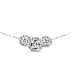Platinum Triple Diamond Halo Necklace