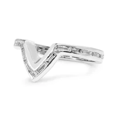 Platinum 'V Shape' All Round Baguette Diamond Band
