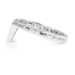 Platinum 'V Shape' All Round Baguette Diamond Band