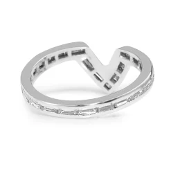 Platinum 'V Shape' All Round Baguette Diamond Band