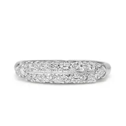 Platinum Vintage 2 Row Diamond Band Ring
