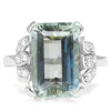 Platinum Vintage Aquamarine and Diamond Ring
