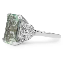 Platinum Vintage Aquamarine and Diamond Ring