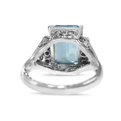 Platinum Vintage Aquamarine and Diamond Ring