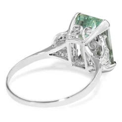 Platinum Vintage Aquamarine and Diamond Ring