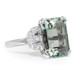 Platinum Vintage Aquamarine and Diamond Ring
