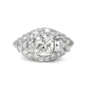 Platinum Vintage Cushion and Carre Cut Diamond Ring