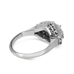 Platinum Vintage Cushion and Carre Cut Diamond Ring