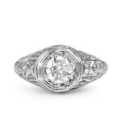 Platinum Vintage Diamond Filigree Ring