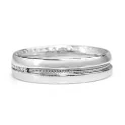 Platinum Vintage Diamond and Millgrain Band