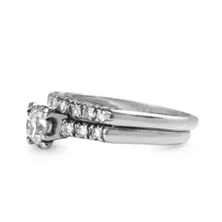 Platinum Vintage Diamond Solitaire Ring With Matching Wedding Band - Ring Set