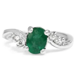 Platinum Vintage Emerald and Diamond Ring