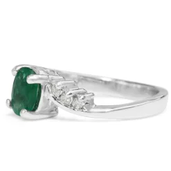 Platinum Vintage Emerald and Diamond Ring