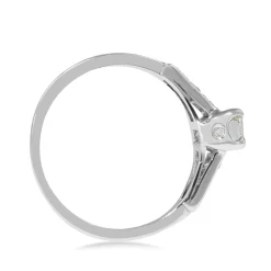 Platinum Vintage Emerald and Single Cut Diamond Ring