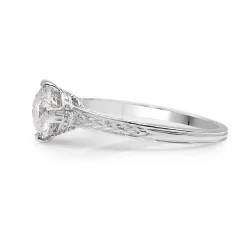 Platinum Vintage Etched Solitaire Ring