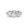 Platinum Vintage Old Cut Diamond 3 Stone