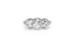 Platinum Vintage Old Cut Diamond 3 Stone