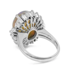 Platinum Vintage Opal and Diamond Ring