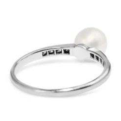Platinum Vintage Pearl and Diamond Ring