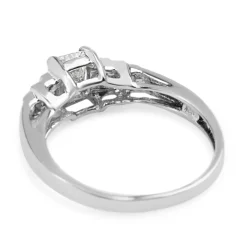 Platinum Vintage Radiant and Baguette Diamond Ring