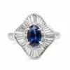 Platinum Vintage Sapphire and Diamond Ballarina Ring