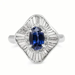 Platinum Vintage Sapphire and Diamond Ballarina Ring