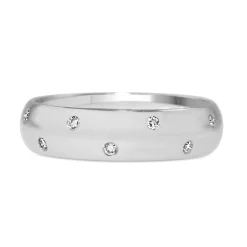 Platinum Wide Rubbed in Diamond Band Ring