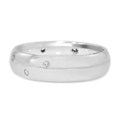 Platinum Wide Rubbed in Diamond Band Ring