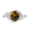 Platinum Yellow / Green Parti Sapphire and Diamond Vintage Ring