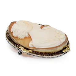 Silver Antique Cameo Brooch / Pendant